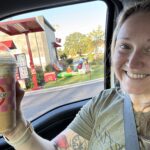 Sample of a selfie at Scooter's Coffee to earn half off axe throwing!